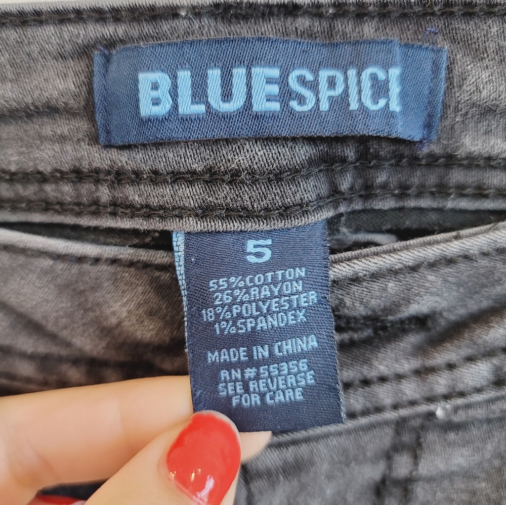 💕 Blue Spice Faded Black Skinny Jeans Size 5 - Picture 4 of 9